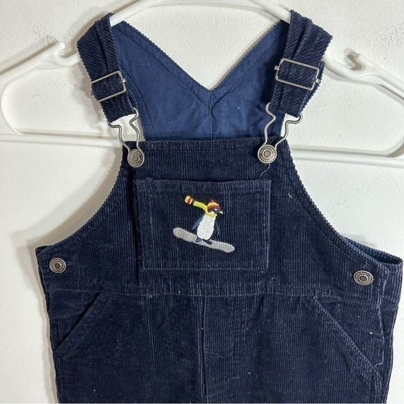 Vintage Hartstrings Snowboarding Penguin Corduroy Overalls Navy Blue 24 mos - Picture 3 of 6